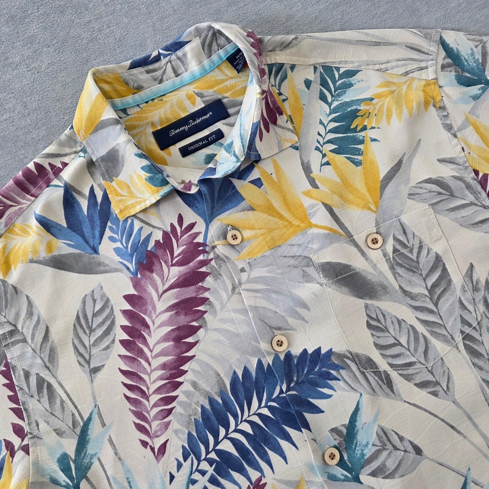 Tommy Bahama Mens Silk Blend Tropical Floral Shirt Original Fit Medium